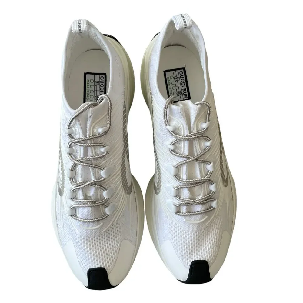 Gucci Run Sneaker Interlocking G White Technical Knit 680893 Men's 12.5 US 13